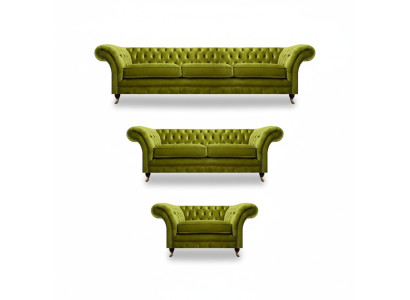 Olive green Chesterfield suite living room sofa set luxury set 3-piece