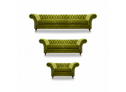 Olive green Chesterfield suite living room sofa set luxury set 3-piece