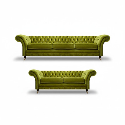 Olive green Chesterfield sofa set living room complete textile furniture
