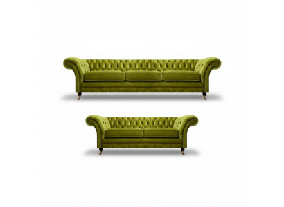 Olive green Chesterfield sofa set living room complete textile furniture