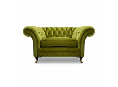 Olive green Chesterfield armchair upholstered furniture designer textile single-seater