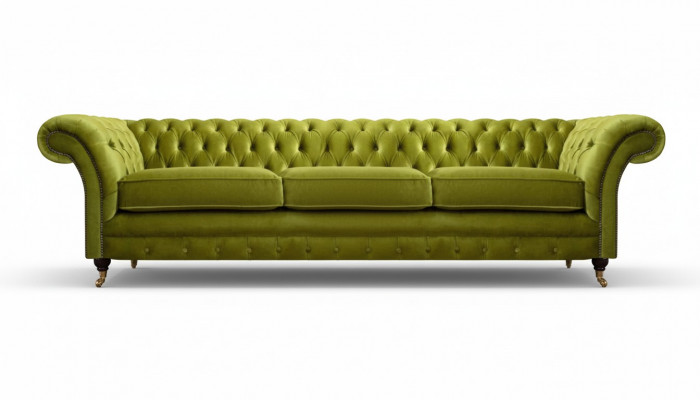 Chesterfield olive green upholstered sofa bed function couch living room furniture