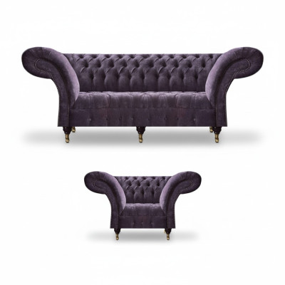 Lila Chesterfield living room fabric sofas upholstery furniture 2-piece luxury set