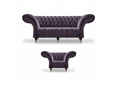 Lila Chesterfield living room fabric sofas upholstery furniture 2-piece luxury set