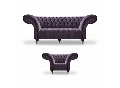 Lila Chesterfield living room fabric sofas upholstery furniture 2-piece luxury set