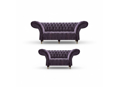 Noble Chesterfield purple living room sofas upholstered seating furniture wooden frame