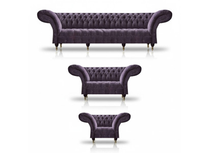 Chesterfield Lilac Furniture Modern 4-Seater Designer Loveseat Armchair
