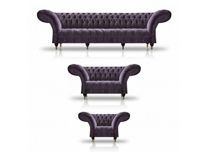 Chesterfield Lilac Furniture Modern 4-Seater Designer Loveseat Armchair