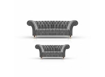 Living room grey Chesterfield sofas complete set 3-seater 2-seater