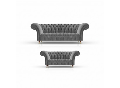 Living room grey Chesterfield sofas complete set 3-seater 2-seater