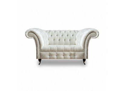 Chesterfield Living Room Couch Designer White Two-Seater Sofa Seating Furniture