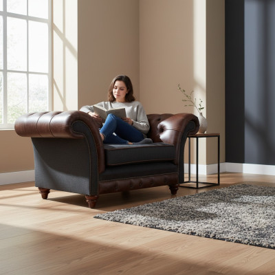 Chesterfield brown-gray armchair living room single-seater modern noble furniture