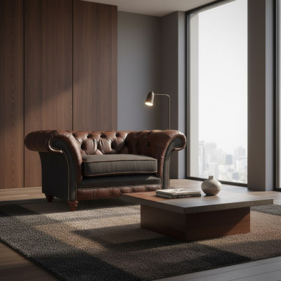 Chesterfield brown-gray armchair living room single-seater modern noble furniture
