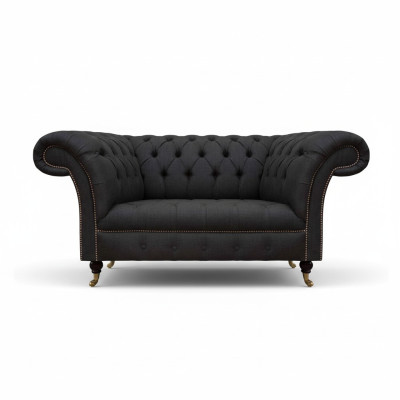 Luxury Chesterfield Sofas Designer Black Two-Seater Living Room Furniture