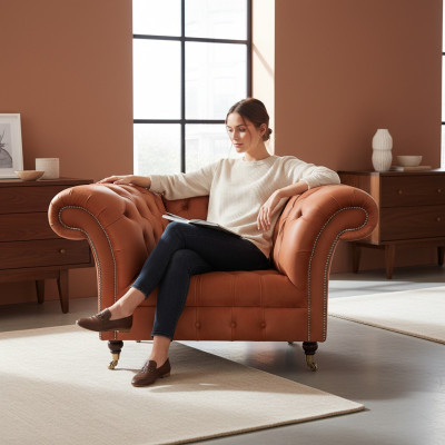 Brown living room upholstered armchair fabric furniture designer single-seater furniture