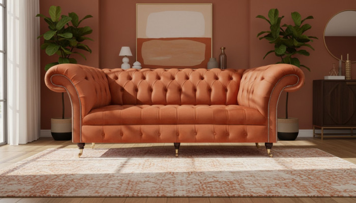 Brown Chesterfield Sofa Modern 3-Seater Luxury Seating Furniture