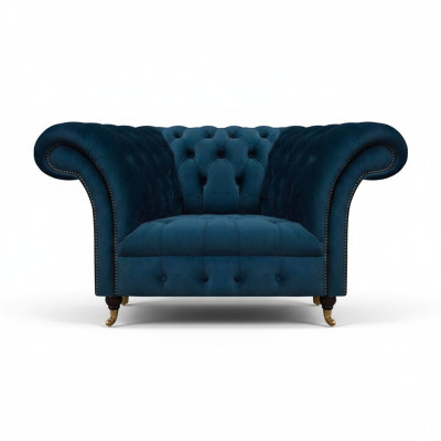 Dark blue Chesterfield single-seater living room upholstered designer armchair