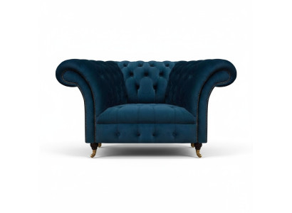 Dark blue Chesterfield single-seater living room upholstered designer armchair