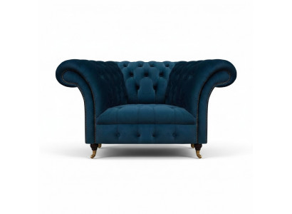 Dark blue Chesterfield single-seater living room upholstered designer armchair