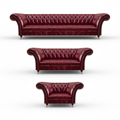 Dark red Chesterfield leather suite designer leather sofas couches