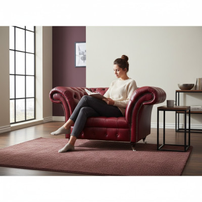 Chesterfield Red Living Room Armchair Designer Leather Single-Seater 1-Seater