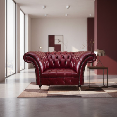 Chesterfield Red Living Room Armchair Designer Leather Single-Seater 1-Seater