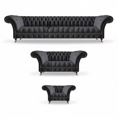 Black Chesterfield textile suite upholstered furniture sets
