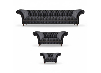 Black Chesterfield textile suite upholstered furniture sets