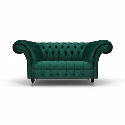 Green Chesterfield Upholstered Sofa Designer Two-Seater Noble Textile Furniture