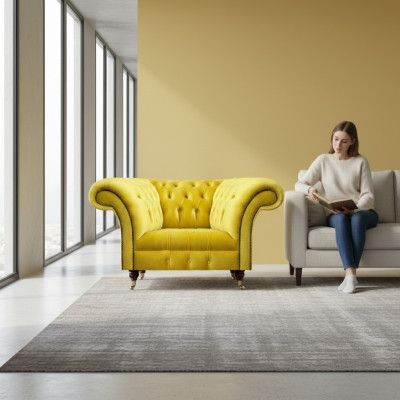 Luxurious Chesterfield fabric armchair living room upholstered single-seater armchair