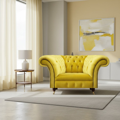 Luxurious Chesterfield fabric armchair living room upholstered single-seater armchair