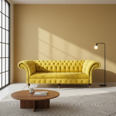Noble Chesterfield seating furniture designer living room upholstered fabric couches