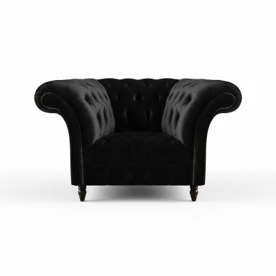 Chesterfield Black Armchair Upholstered Furniture Living Room Single Seater New