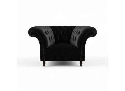 Chesterfield Black Armchair Upholstered Furniture Living Room Single Seater New