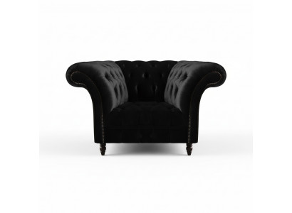 Chesterfield Black Armchair Upholstered Furniture Living Room Single Seater New