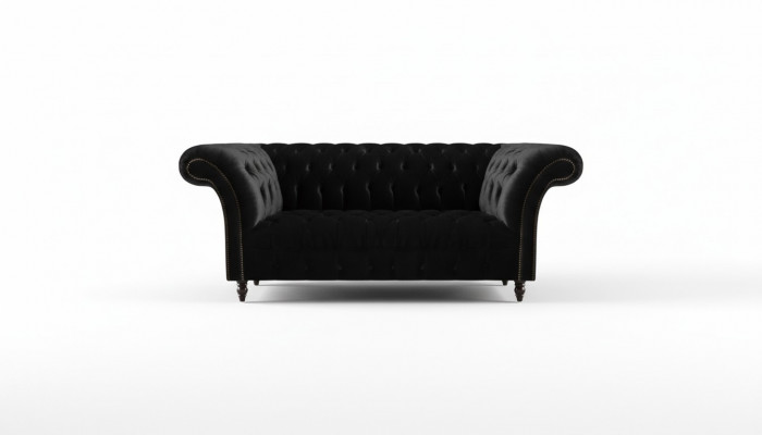 Completely Black Chesterfield Sofa Designer Fabric Sofas Upholstered Couch
