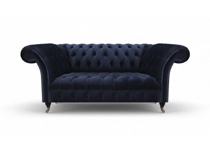 Dark blue upholstered Chesterfield sofa living room fabric sofa modern furniture