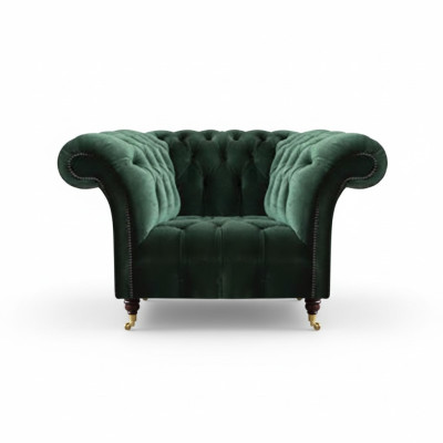 Chesterfield Green Armchair Textile Armchair Fabric Seat Living Room Furniture