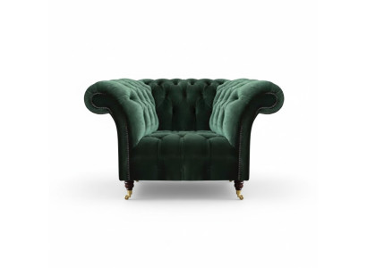 Chesterfield Green Armchair Textile Armchair Fabric Seat Living Room Furniture