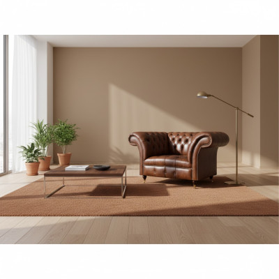 Chesterfield brown leather armchair living room faux leather single-seat furniture