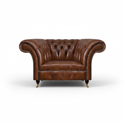 Chesterfield brown leather armchair living room faux leather single-seat furniture