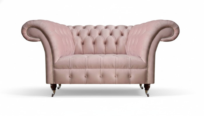 Chesterfield Pink Two-Seater Living Room Luxurious Upholstered Furniture Couch