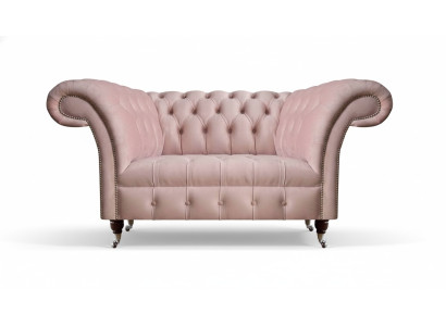 Chesterfield Pink Two-Seater Living Room Luxurious Upholstered Furniture Couch