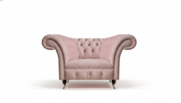 Chesterfield Pink Armchair Living Room Designer Textile Armchair 1-Seater