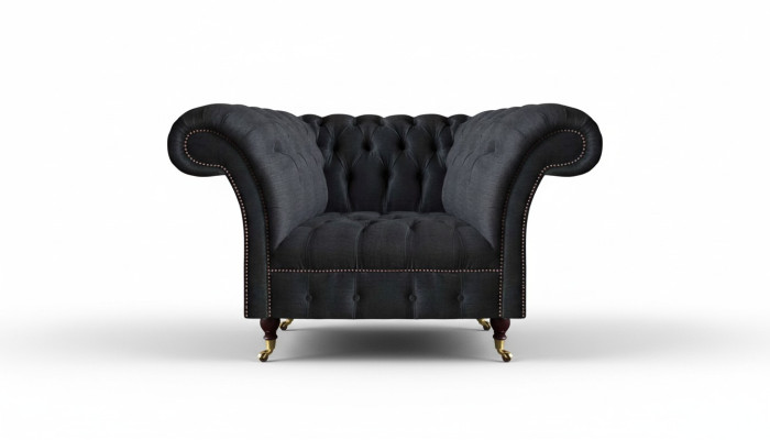 Living room Chesterfield black single-seater fabric armchair elegant armchair