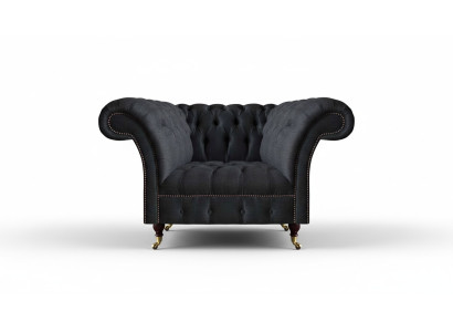 Living room Chesterfield black single-seater fabric armchair elegant armchair