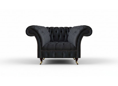 Living room Chesterfield black single-seater fabric armchair elegant armchair
