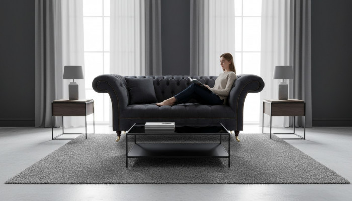 Chesterfield Black Sofa Designer Upholstered Sofas Modern Couches