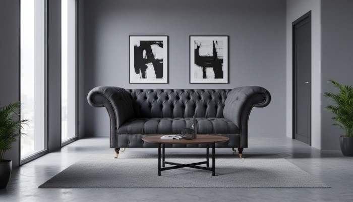 Chesterfield Black Sofa Designer Upholstered Sofas Modern Couches
