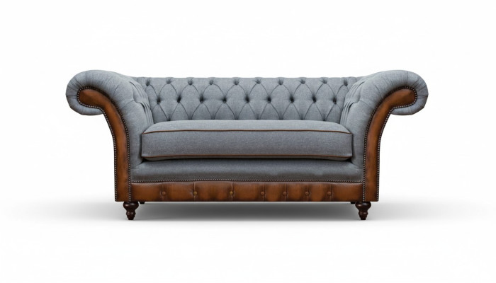 Luxurious Chesterfield Light Gray 2-Seater Upholstered Designer Furniture